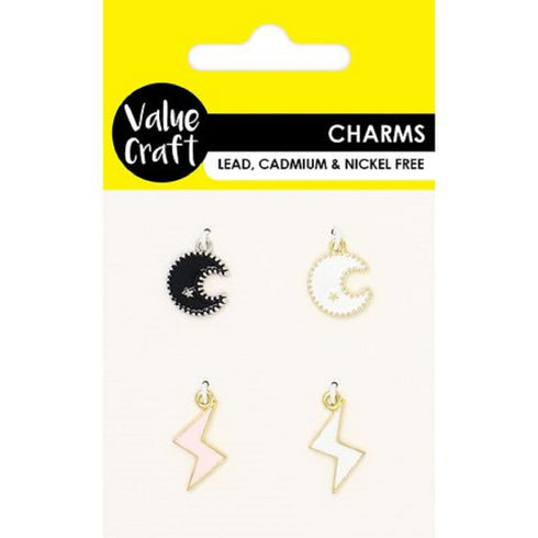 Assorted Colours Lightening & Moon Charms Set